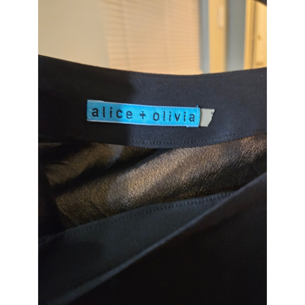 Alice + Olivia Black One Shoulder Draped Asymmetrical Blouse Top Size M
